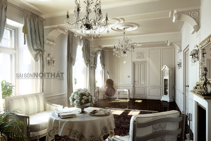 Thiết kế nội thất biệt thự phố cổ điển sang trọng